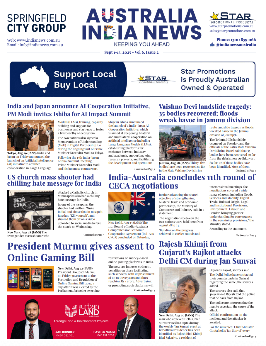 Australia India News September 1-15, 2025