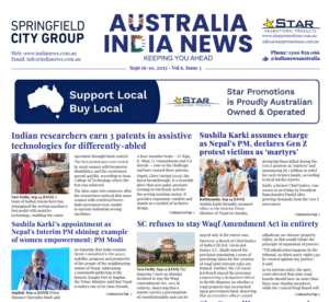 Australia India News Sept 16-30, 2025