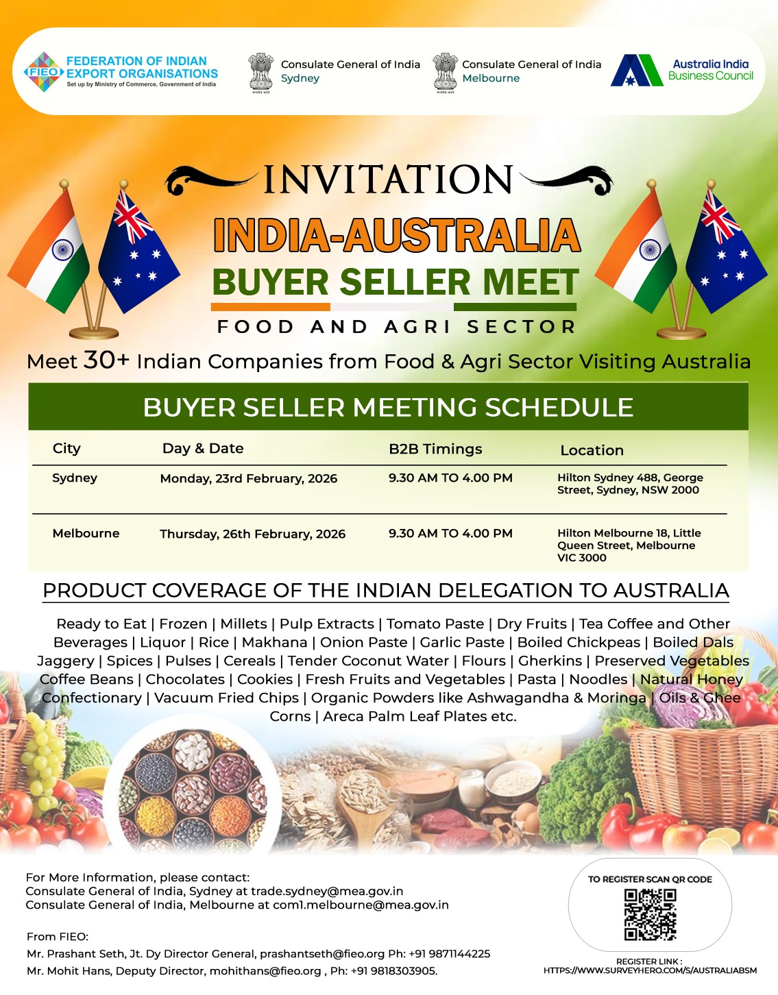 Indian food and agri delegation to hold Buyer–Seller Meet in Sydney