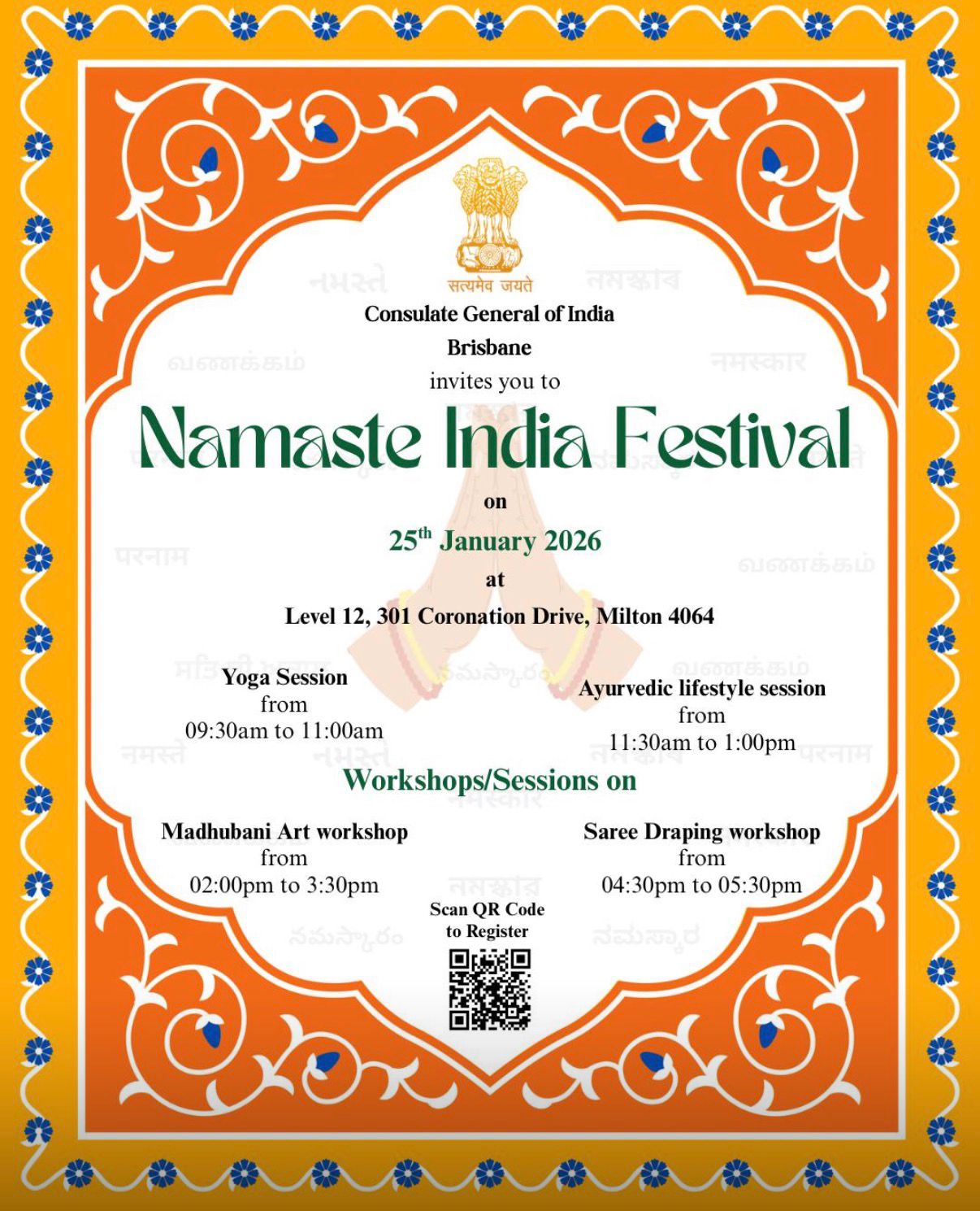 Namaste India Festival on 25th Jan, 2026