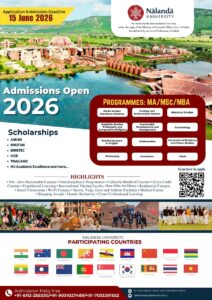 Admissions open for Nalanda University Master’s programmes for 2026–27 intake