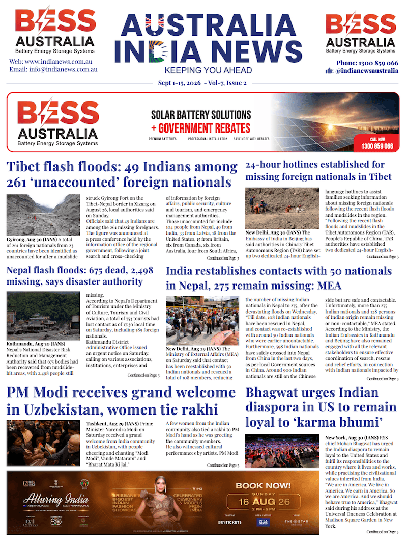 Australia India News – Sept 1-15, 2026